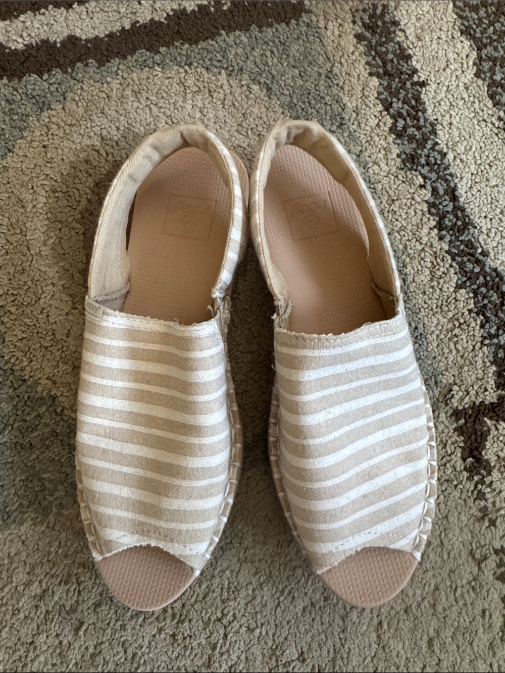 Reef Women's Beige and White Striped Espadrilles